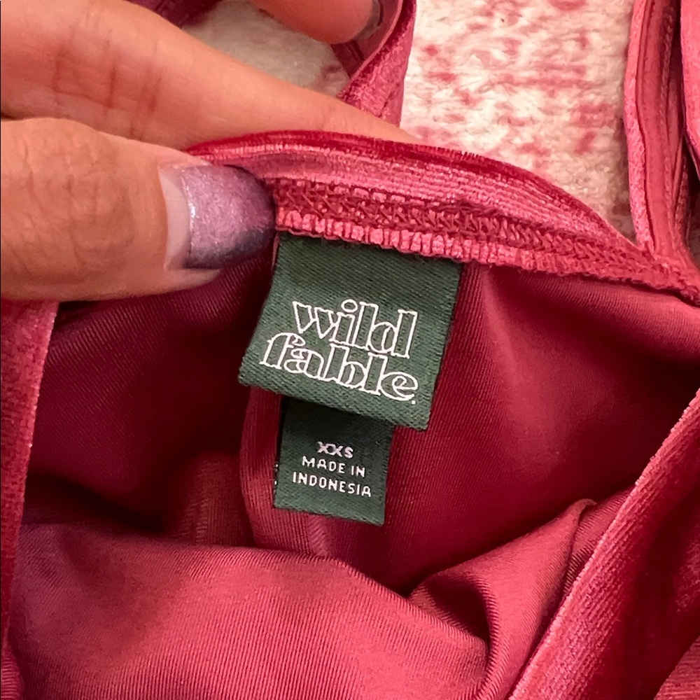 wild fable Burgundy Velvet Square Neck Cami - Picture 2 of 5